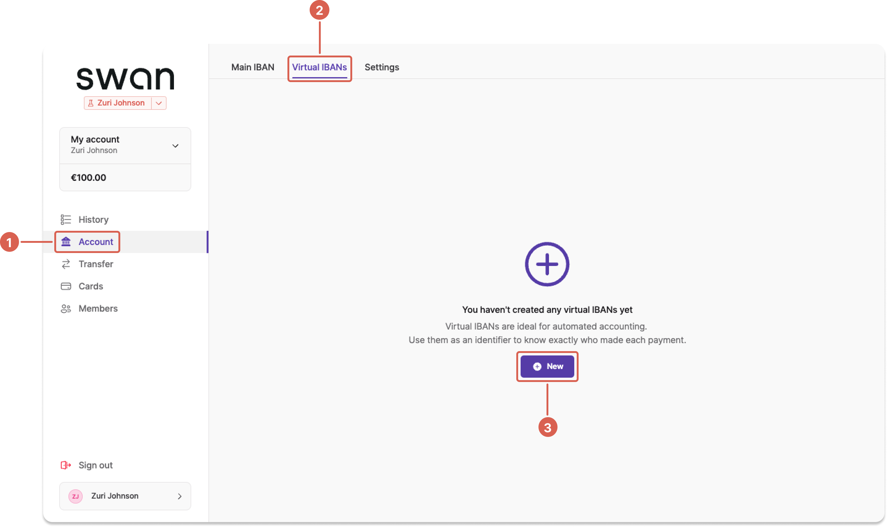 Create and cancel virtual IBANs – SWAN Support